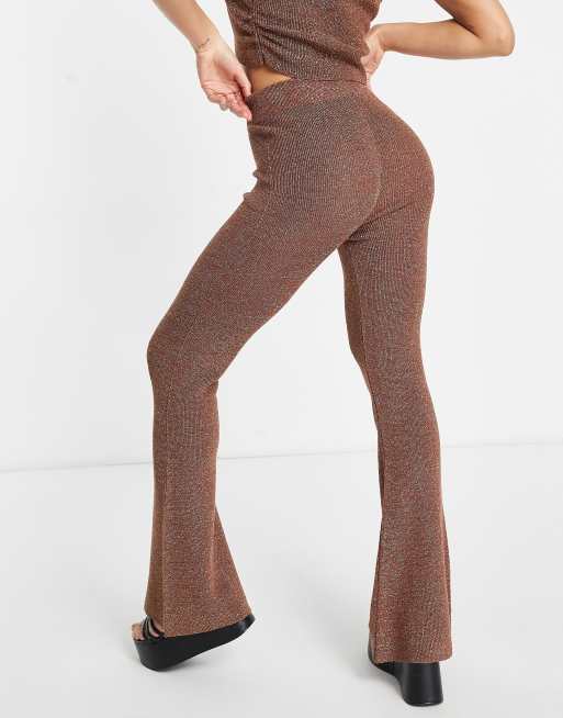 ASOS DESIGN co-ord knitted flare trouser in metallic yarn, 4 of 4