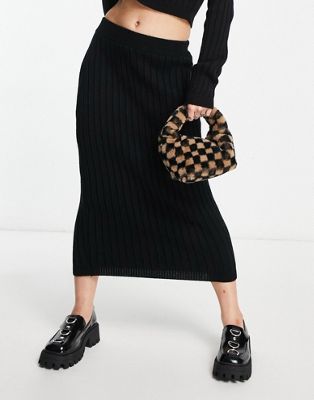 ASOS DESIGN co-ord knitted midi skirt in black | ASOS