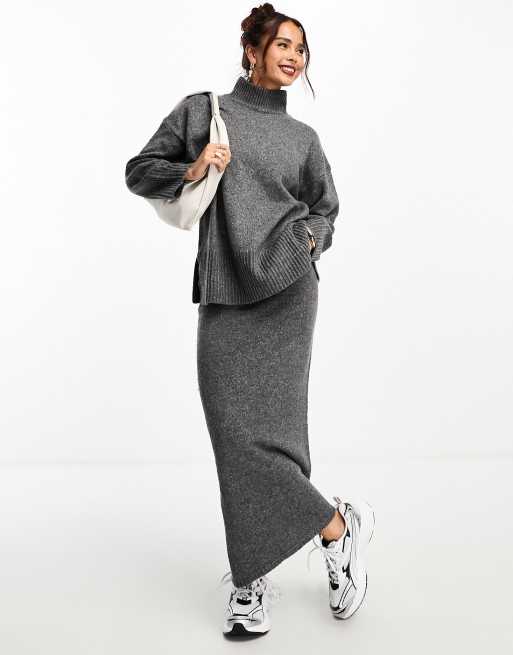 ASOS DESIGN knitted co-ord set in grey marl