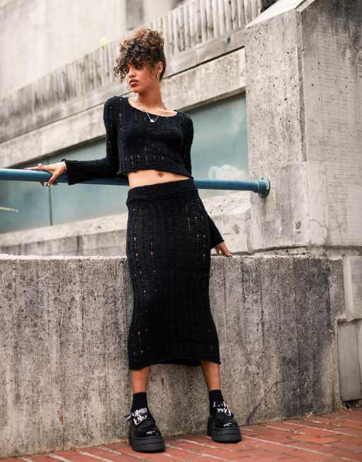 Black midi skirt clearance asos