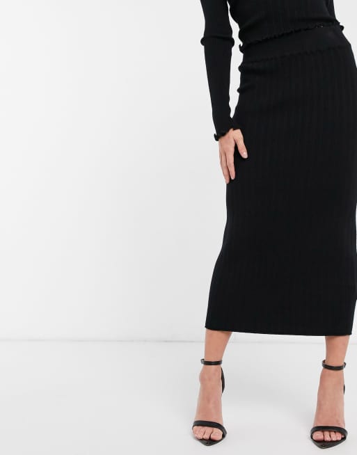 ASOS DESIGN ruffle hem two-piece in Black, 3 of 3