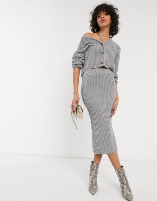 knitted midi skirt co ord