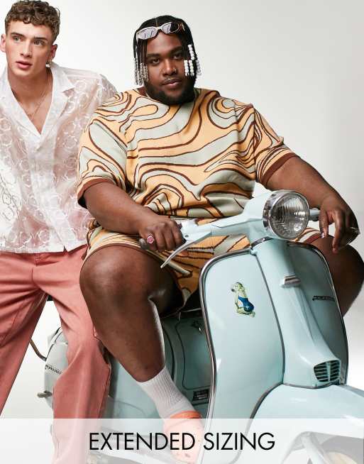ASOS DESIGN co-ord knitted oversized t-shirt in swirl design