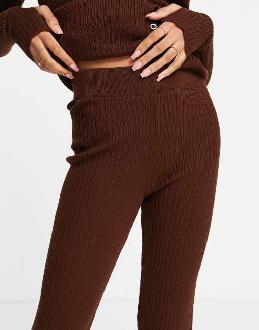 ASOS DESIGN mix & match lounge rib flare trouser in brown