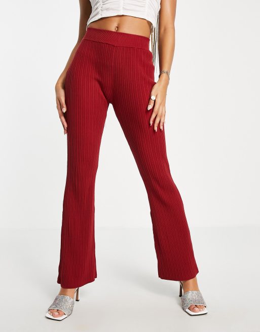 ASOS DESIGN flare suit pants in red rust cord