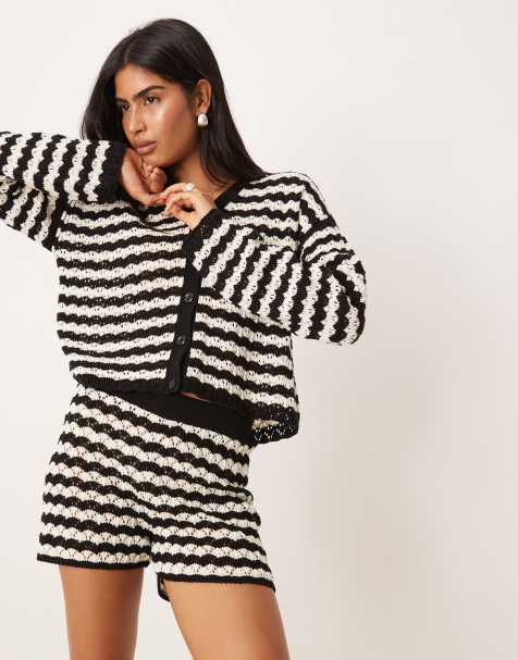 ASOS DESIGN co-ord knitted stitch shorts in stripe - view 1