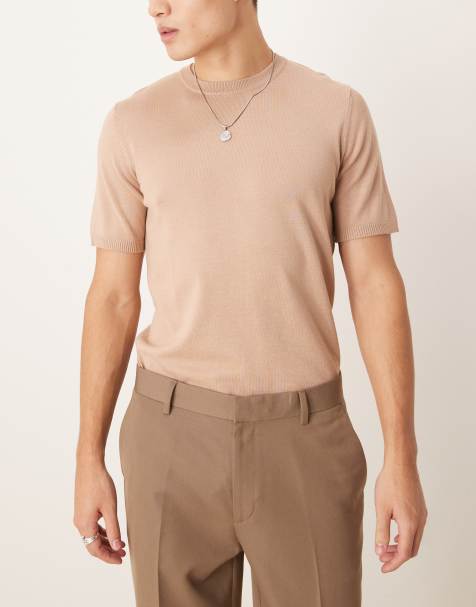 ASOS DESIGN co-ord knitted t-shirt in stone - view 1