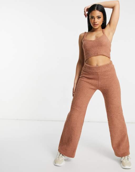 ASOS DESIGN co-ord knitted trouser in soft boucle yarn in taupe