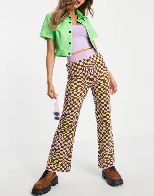 ASOS DESIGN co-ord knitted trousers in distorted check pattern - ASOS Price Checker
