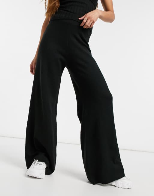 Asos black clearance wide leg trousers