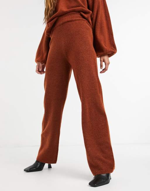 ASOS DESIGN knitted flare trouser in brown