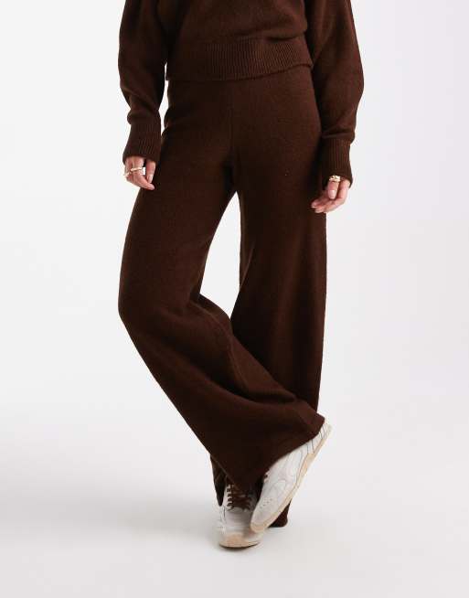ASOS DESIGN co-ord knitted wide leg trousers in chocolate, 2 of 5