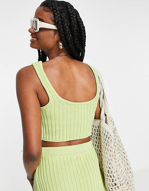 ASOS Asos Design Curve Co-ord Knitted Lounge Crop Top in Green Womens Clothing Suits Skirt suits 