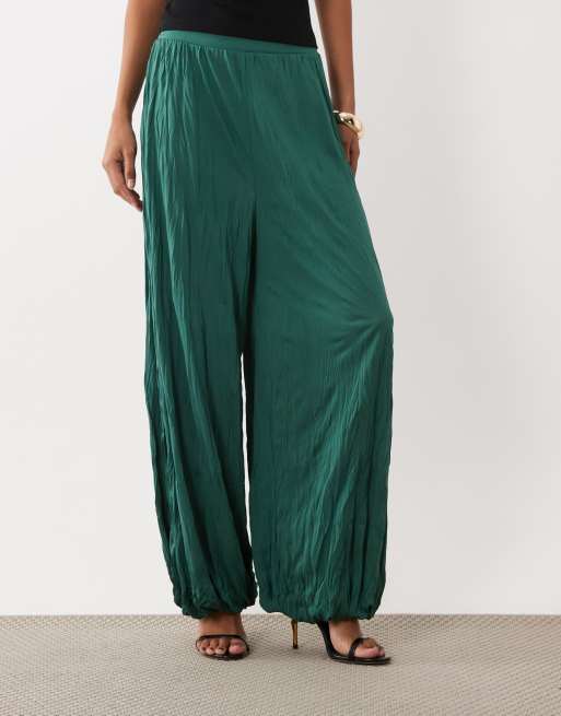 ASOS DESIGN co-ord krøllet ballonbukser i grøn, 2 af 5