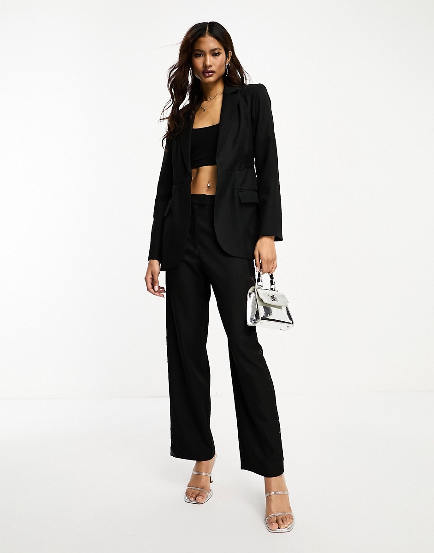 ASOS DESIGN co-ord lace insert trousers in black
