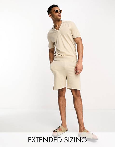 ASOS DESIGN co-ord lightweight knitted cotton shorts in stone