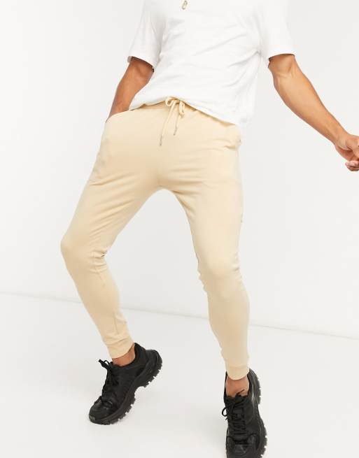 ASOS DESIGN co ord lightweight super skinny joggers in beige ASOS