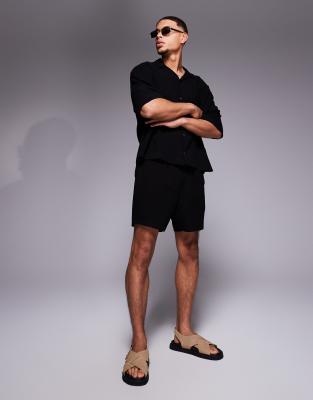 ASOS DESIGN ASOS DESIGN co-ord linen blend oversized shirt in black