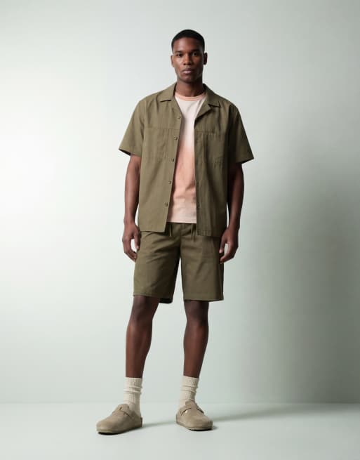 ASOS DESIGN co-ord longer length jort in khaki, 9 of 12