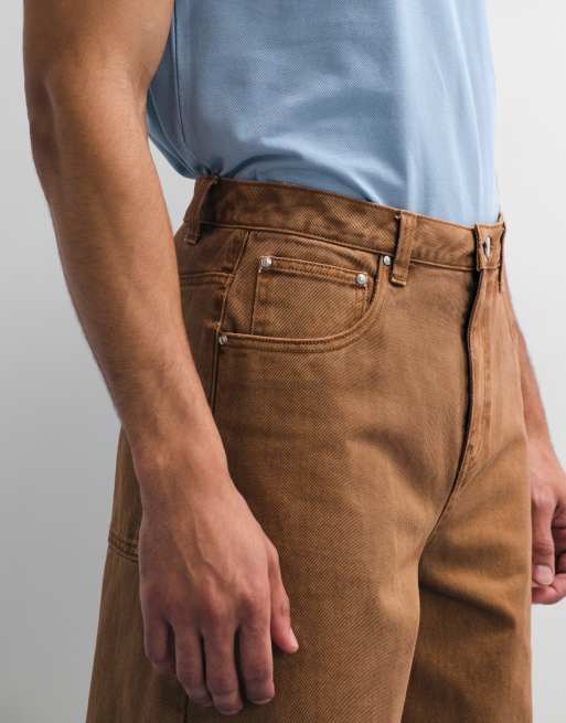 ASOS DESIGN co-ord loose denim jorts in brown , 3 of 7