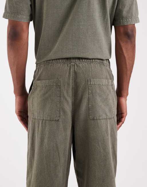 ASOS DESIGN co-ord loose fit textured trousers in khaki , 4 of 5