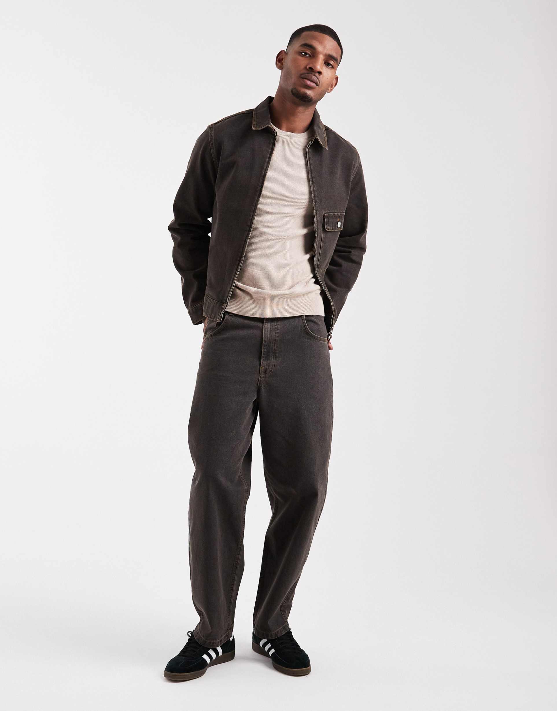 ASOS DESIGN co-ord loose jeans in brown