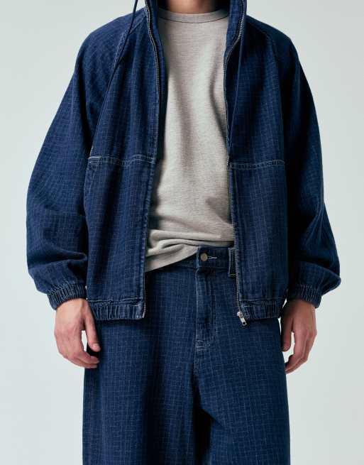 ASOS DESIGN co-ord loose jeans in dark wash blue with check, 4 of 5