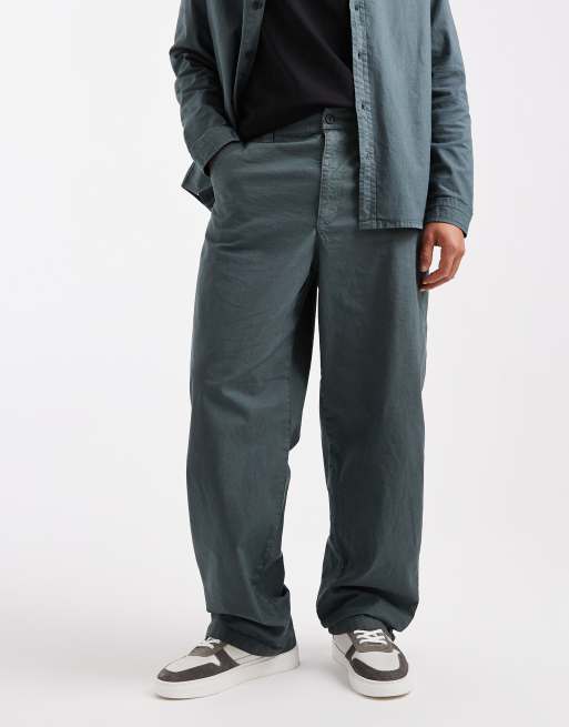 ASOS DESIGN co-ord loose straight trousers in charcoal nylon