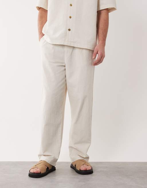 ASOS DESIGN co-ord losse broek met textuur in ecru, 2 van 5