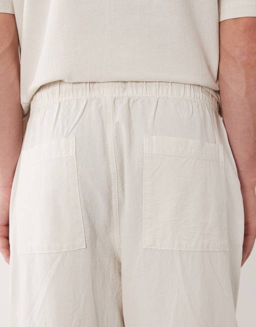 ASOS DESIGN co-ord losse fit getextureerde broek in ecru - crème, 5 van 5