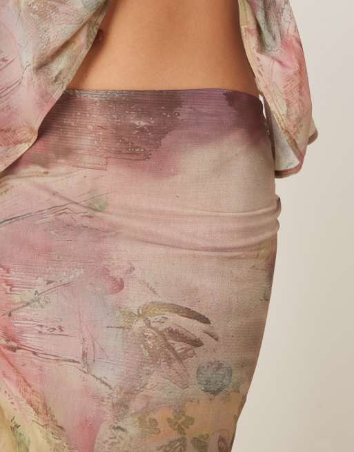 ASOS DESIGN co-ord maxi skirt in abstract print, 4 of 5