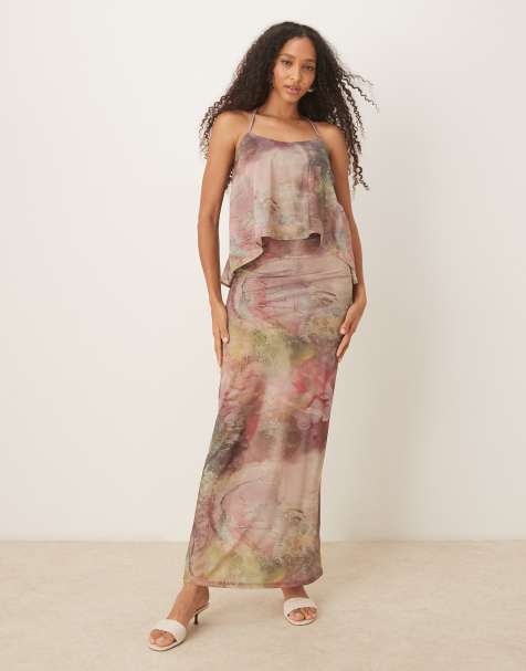 ASOS DESIGN co-ord maxi skirt in blur print - view 1