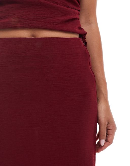 ASOS DESIGN co-ord maxi skirt in wine, 5 of 5
