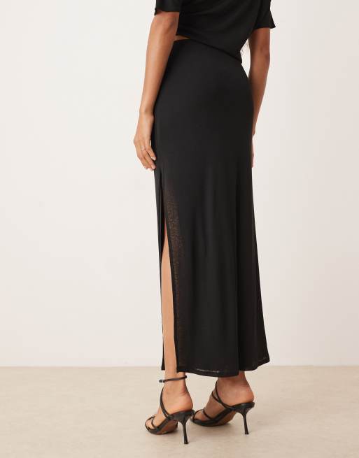 ASOS DESIGN co-ord mesh maxi skirt in black, 4 of 5