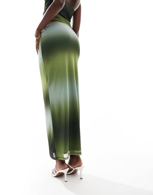 Asos green maxi skirt sale