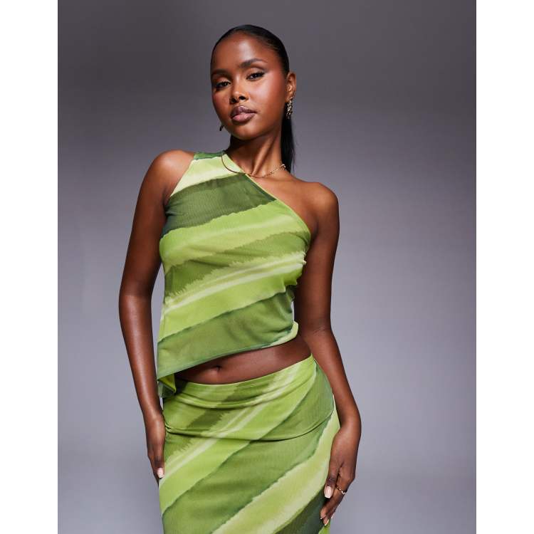 【emis】25HS新作★ONE SHOULDER TOP 208774132-1-greenabstractprint