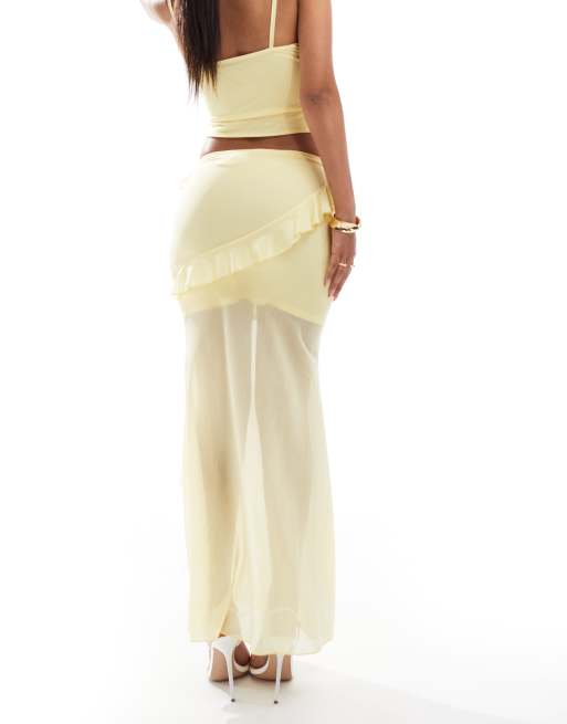 Yellow frill hem mini skirt