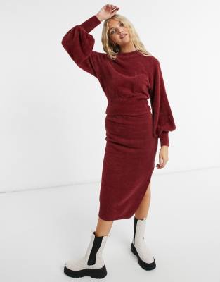 red midi skirt co ord