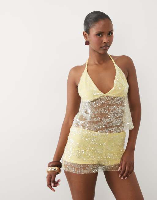 ASOS DESIGN – Geschmeidiges Set in Grün, mit Pailletten-Camisole und Skort, 3 von 3