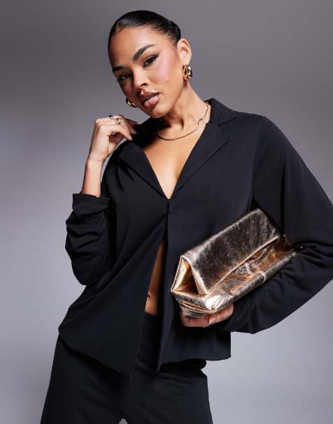 ASOS DESIGN co-ord modal shirt in charcoal - view 1