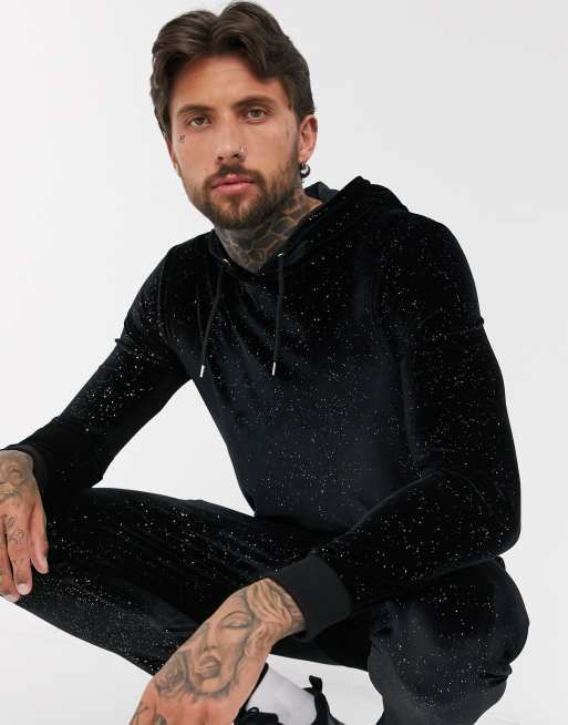 ASOS DESIGN co-ord in velour with sliver flecks, 2 of 3