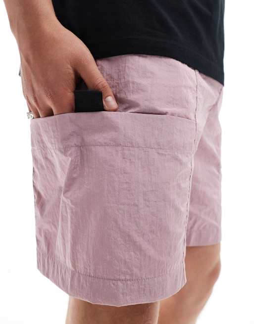 ASOS DESIGN co-ord nylon short with utility styling in pink, 2 of 5