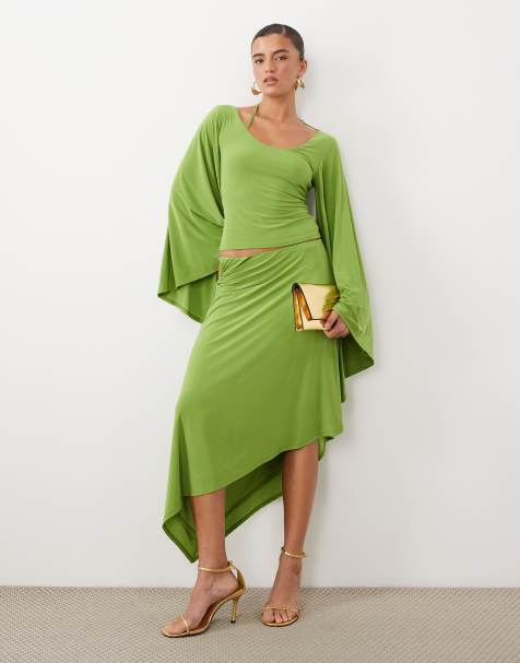 ASOS DESIGN Co-ord Oberteil mit Kimonoärmeln und Perlen in Grün - view 1