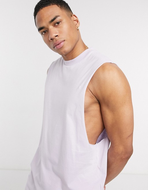 ASOS DESIGN organic sleeveless t-shirt with dropped armhole in purple
