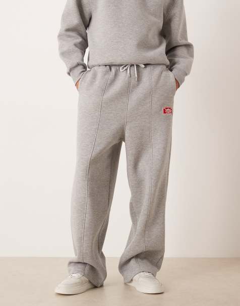 ASOS DESIGN co-ord oversized balloon pink tuck jogger with embroidery in grey marl