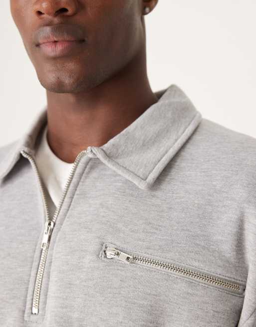 ASOS DESIGN co-ord oversized collar sweatshirt in grey marl - GREY, 4 of 4