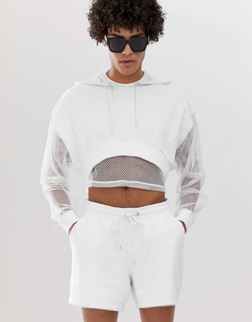 Mesh on sale sleeve hoodie