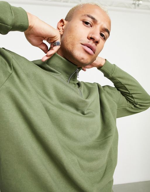 ASOS DESIGN oversized sweatshirt and disco legging co-ord in khaki