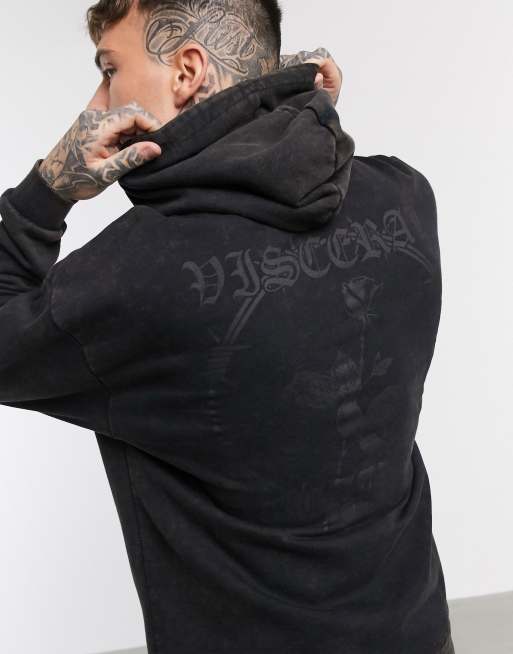 Acid wash black clearance hoodie