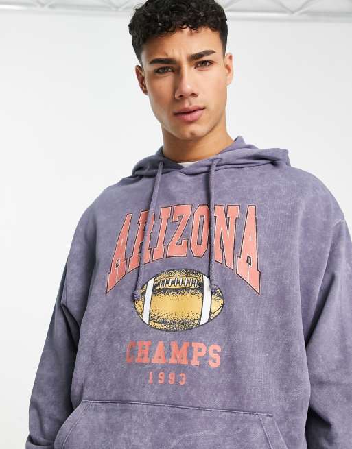 ASOS DESIGN co-ord oversized hoodie in navy vintage wash with Arizona varsity print, 2 of 4